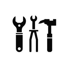 Wrench pliers hammer tools black