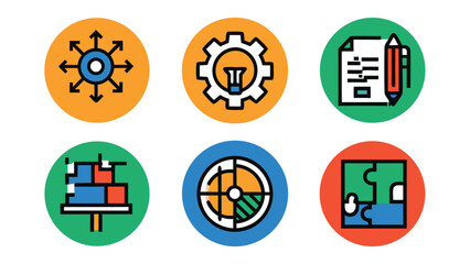 Dynamic Set of 6 Innovative Strategy and Planning Icon Designs for Business Projects