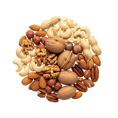 Ssorted nuts arrangement, including almonds, cashews