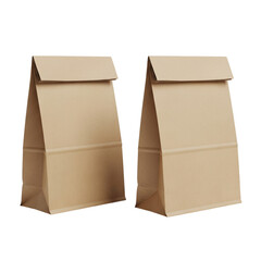 Two brown paper lunch bags for food takeaway, delivery, or grocery shopping