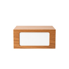 Wooden rectangular box with illuminated panel, perfect for signage or display, showcasing natural wood grain and modern design