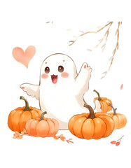 FANTASMA E ZUCCHE ACQUERELLO 