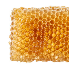Golden honeycomb structure with dripping honey, a natural sweet treat, representing organic food