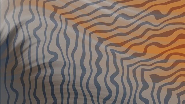 Bronze Deep Blue Abstract zebra stripe pattern moves with gray and orange colors creating a dynamic background effect.