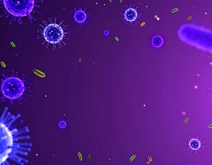Microscopic pathogens in vibrant purple