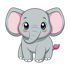 Cute Cartoon Baby Elephant Illustration