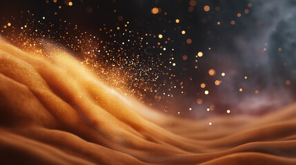 Abstract golden particles in warm colors for creative design