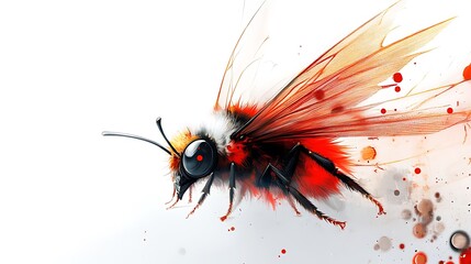 Abstract red bee illustration with vivid colors and unique artistic elements, conveying movement and dynamism in a stunning portrayal image