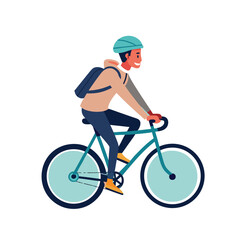 Young Man Riding Bicycle Illustration