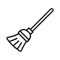 Broom cleaning tool for sweeping floors and surfaces outline vector illustration icon design 90