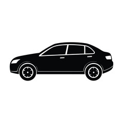 Fototapeta premium Sleek Sedan Car Profile Illustration Black and White Vector Graphic on White Background