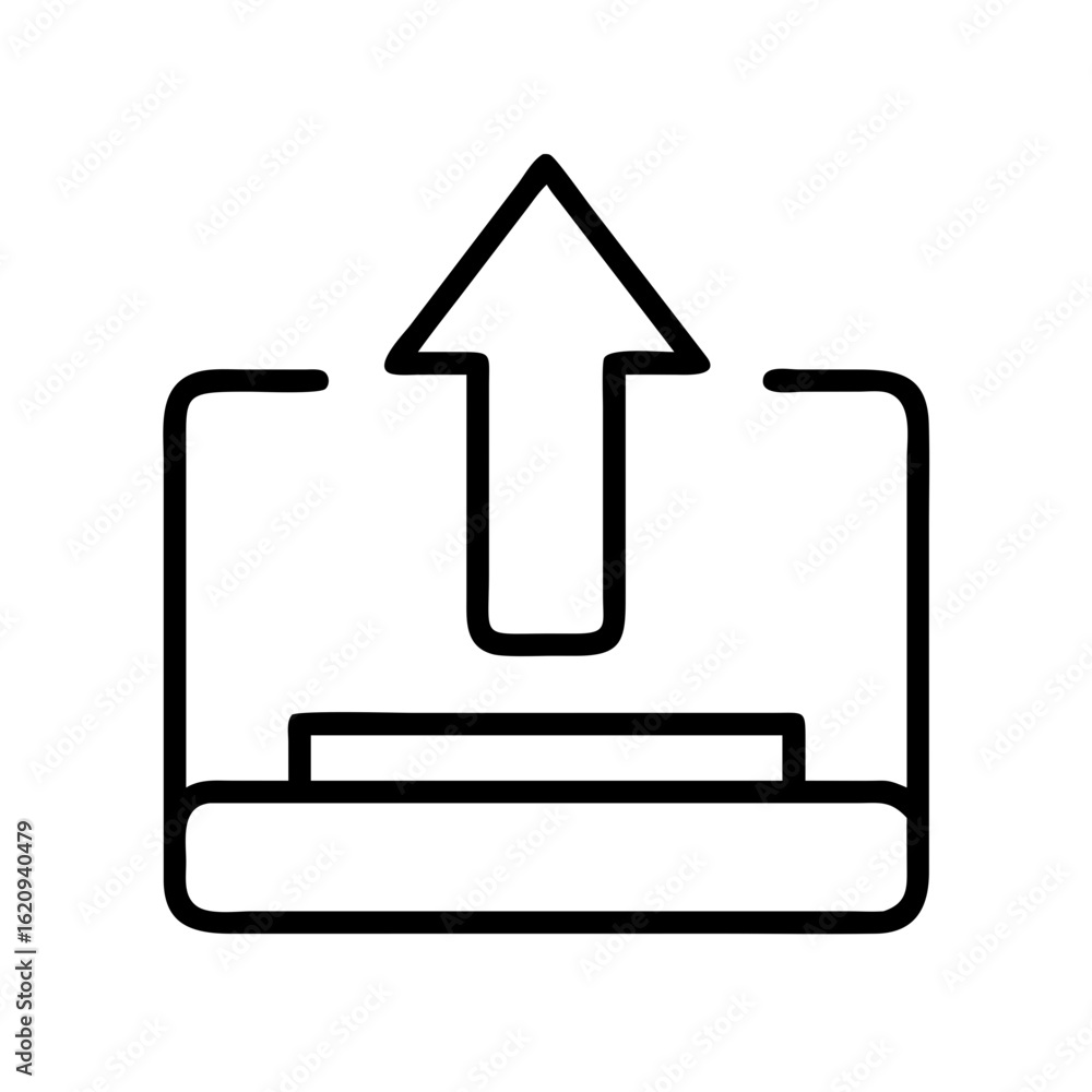Poster upload icon vector graphic design element for file transfer and cloud storage solutions online now