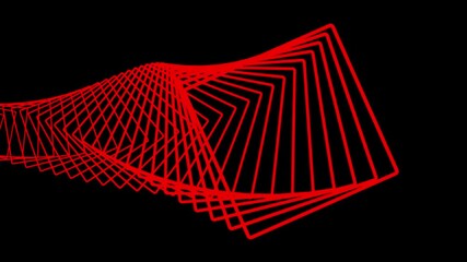 Pulsing red squares tunnel, Dynamic abstract geometric technology background loop - Powered by Adobe