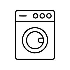Washing machine laundry appliance vector icon household cleaner equipment symbol outline 90