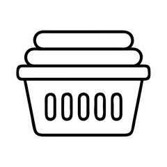 Laundry basket with folded clothes vector icon illustration for household chores and cleaning day