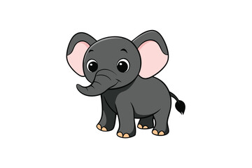 Cute baby elephant silhouette with large ears
