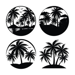  set of black and white palm 