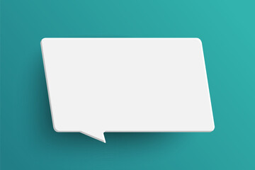 White rectangle speech bubble on green background