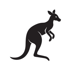 A Striking Black Silhouette of a Kangaroo Standing Proudly Against a White Background