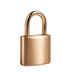 Fototapeta premium Close-up of a brass padlock. Solid metal, rectangular body, smooth brushed finish. Classic lock design