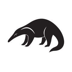 Black Silhouette of an Anteater animal illustration graphic vector art and design