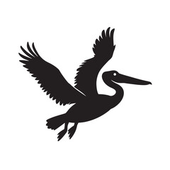 Graceful Flying Pelican Silhouette Vector Art for Wildlife Enthusiasts and Graphic Designers