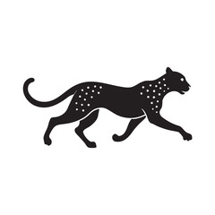 Elegant Silhouette of a Spotted Big Cat in Motion Vector Graphic Illustration