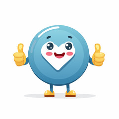 Friendly Cartoon Character: A charming cartoon character, a delightful embodiment of positivity and goodwill, joyfully extends a double thumbs-up, its cheerful expression radiating warmth and support.