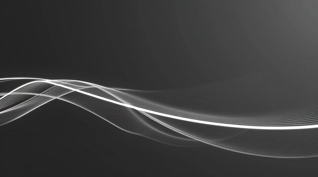 xMinimalist abstract animation of thin, elegant white lines flowing smoothly across a dark matte background, gently curving and intersecting to create a calm, refined, and modern visual rhythm.
