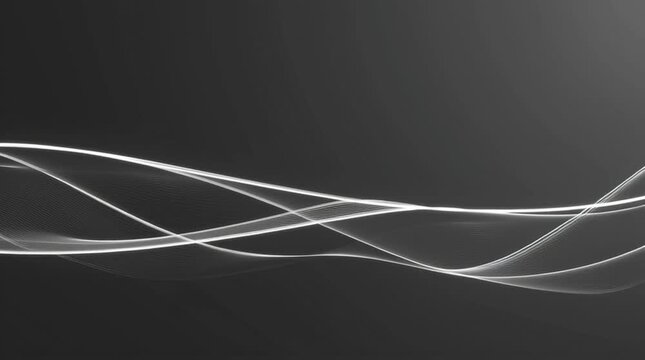 xMinimalist abstract animation of thin, elegant white lines flowing smoothly across a dark matte background, gently curving and intersecting to create a calm, refined, and modern visual rhythm.

