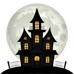 Spooky haunted house isolated on transparent background