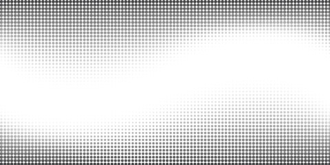 Grunge halftone gradient background. Faded grit noise texture. White and black sand wallpaper. Retro pixelated backdrop. Anime or manga style comic overlay. Vector graphic design textured template.