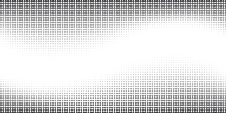 Grunge halftone gradient background. Faded grit noise texture. White and black sand wallpaper. Retro pixelated backdrop. Anime or manga style comic overlay. Vector graphic design textured template.