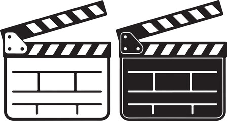 Film Board silhouette vector art icon illustration, Shapes Collection Isolated on White Background