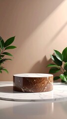 Marble podium with plants