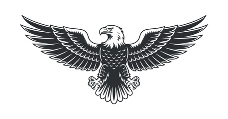 Obraz premium Bold Eagle Illustration with Spread Wings for Patriotic Themes and American Symbolism in Graphic Design Projects and Artwork