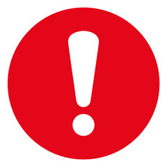 Red exclamation mark symbol in circle isolated on transparent background