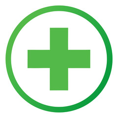 Obraz premium Green plus sign inside circle isolated on transparent background