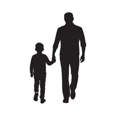 Father And Child Walking Away Silhouette © Maptahul