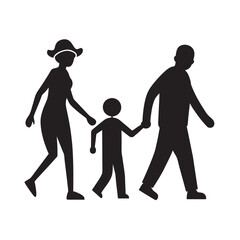 Three Generation Walking Together Silhouette