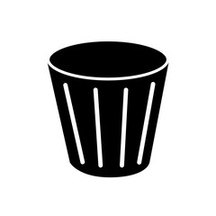 Minimalist black and white trash bin icon design for waste management