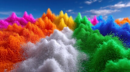 A vibrant display of colorful powder represents India's Independence Day celebration.