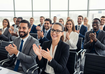 Naklejka premium Diverse Business People Clapping at Conference