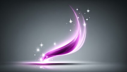 Abstract design with purple glowing lines and glittering stars.