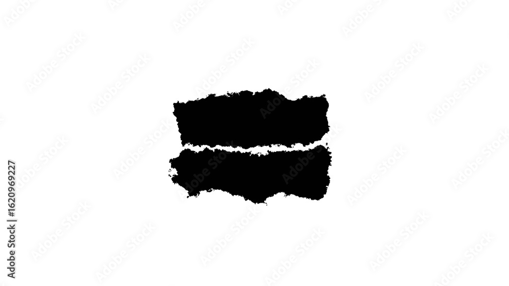 Poster two black irregular shapes on white background abstract ink blot splatter texture design element ima