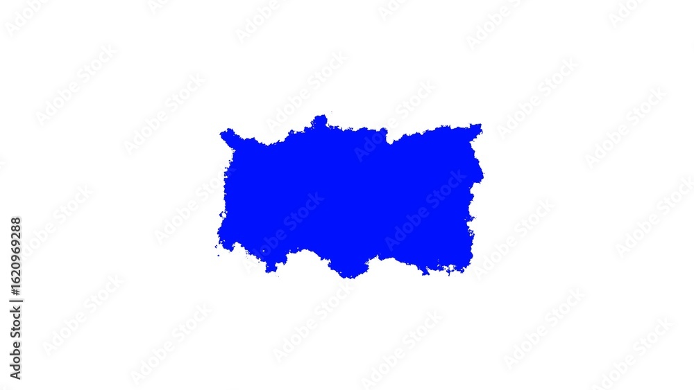 Poster bright blue irregular shape abstract ink blot on white background digital graphic design element ima