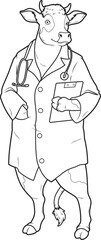 Cow Doctor Stethoscope Animal Vector Graphic Art Illustration