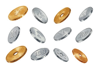 Vector watercolor money / 水彩テイストのお金イラスト