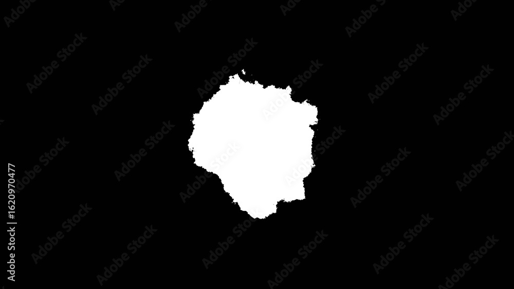 Poster White Irregular Shape on Black Background Abstract Ink Blot Texture Design Element image