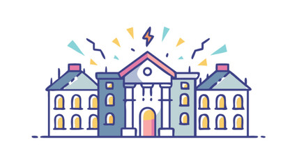 Illustration of a classic bank building isolated on white background, representing finance, government, and corporate architecture in a modern design